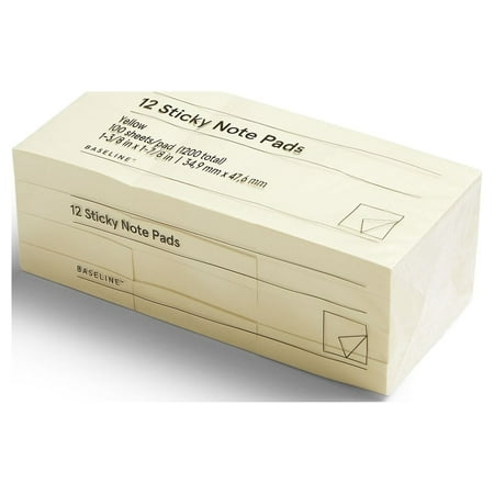 Staples Yellow Sticky Notes 1.5  x 2  12 pcs 