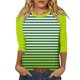 thumbnail image 2 of Fiudx Ofertas Flash Artículos En Oferta Top de Cuello Redondo de Manga Corta con Estampado de Rayas Degradado de Color Sólido con Manga 3/4 para Mujer, 2 of 5
