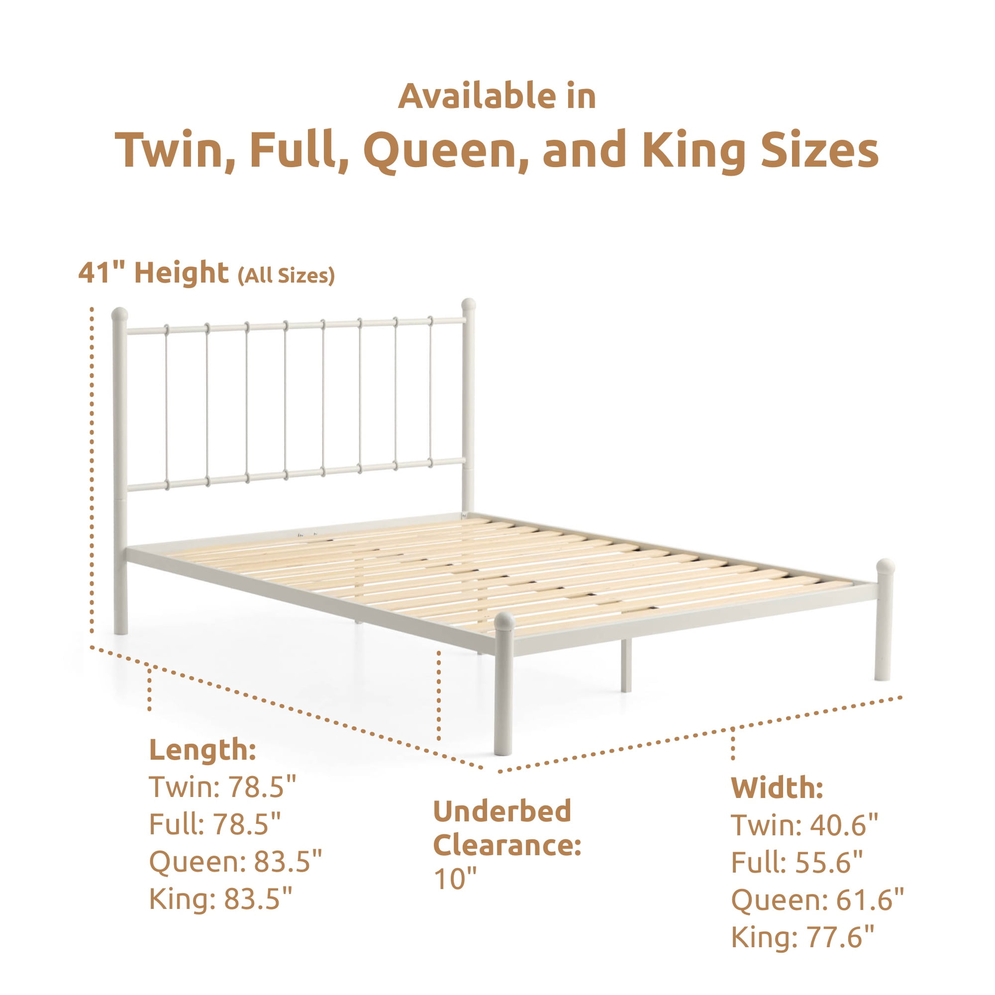 Rest Haven Lancaster Metal Twin Platform Bed, White
