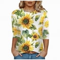 thumbnail image 2 of Towmus Women's 3/4 Length Sleeve Summer Tops Crew Neck Womens Casual Tops Summer Print Shirts Elbow Length Women Tshirts Loose Fit, 2 of 5