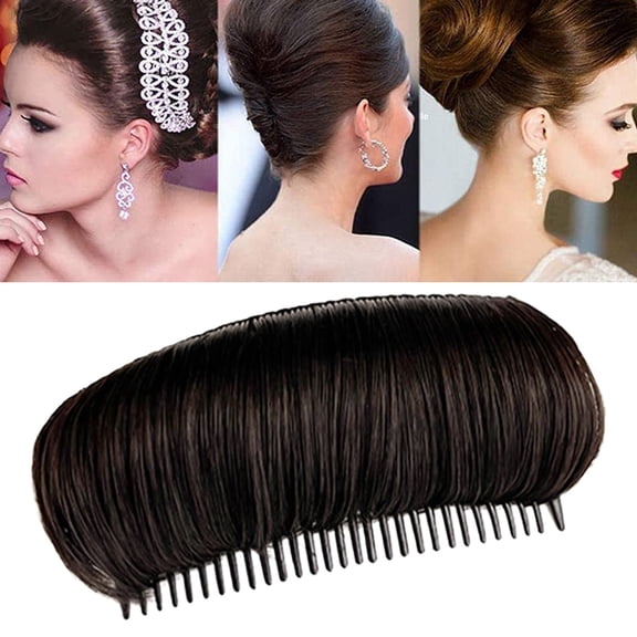 Comb Clip Sponge Bun - Hair Padding Accessory for Women Girls, DIY Hairstyle Tool, Soft Lightweight High Temperature Fiber, Secure Fixed Fork, Hair Volumizer, Dark Brown, Easy Use, Makeup Organizers