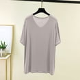 thumbnail image 5 of MORESEC Women Plus Size V Neck Short Sleeve T-Shirt Casual Loose Fit Tee Shirt Solid Color Tops Everyday Comfort Wear Summer Fashion Clothes, Silver 5XL, 5 of 5
