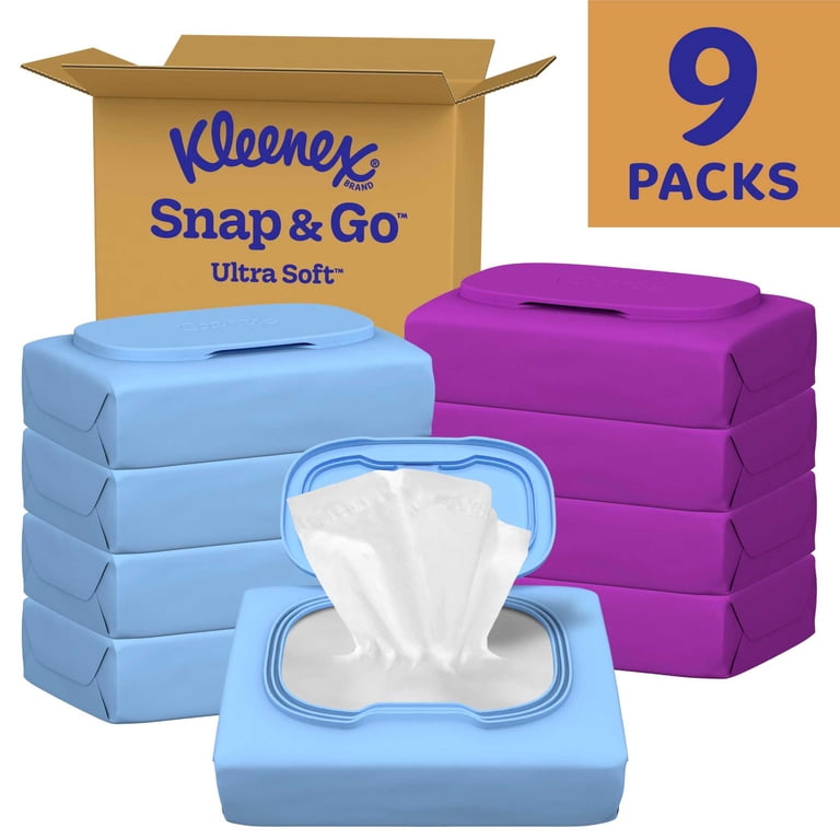 Kleenex Snap & Go Ultra Soft 3-Ply On-The-Go Facial Tissues, 9