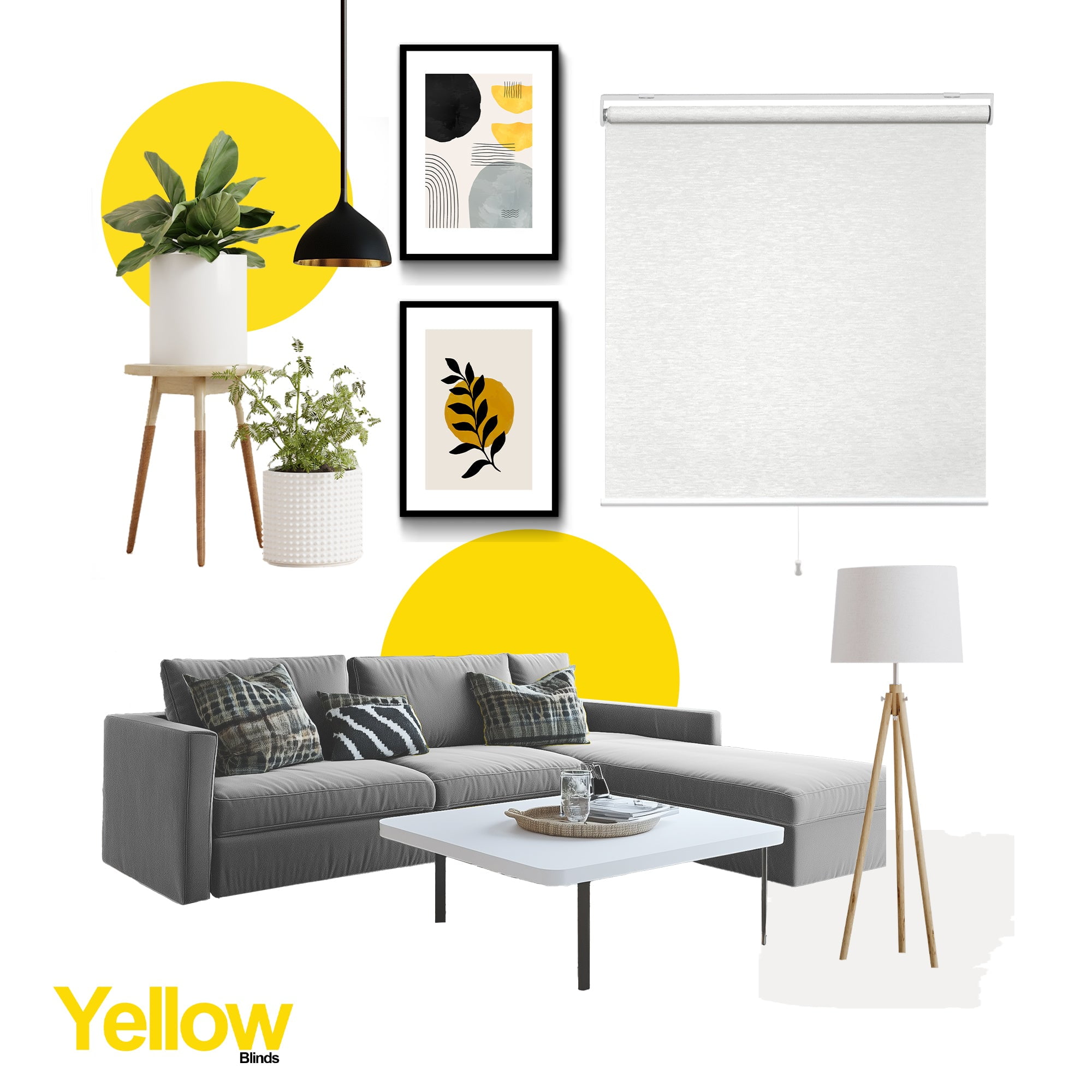 Yellow Blinds 51"W X 72"H Cotton White Cordless Light Filtering UV Protection Polyester Roller Shade for Window
