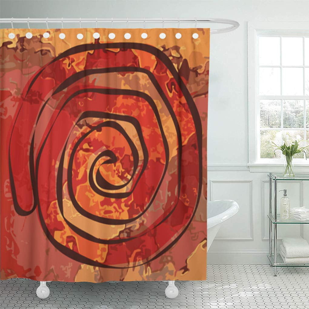 CYNLON Brown Southwestern Grunge with Spiral On Warm Abstract Orange