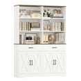 thumbnail image 6 of Homfa 69'' White Bookshelf with Drawers, 6-Tier 6 Cubes Display Bookshelf, 4 Doors Double Row Bookcase with Adjustable Shelves for Living Room Home Office, 6 of 11