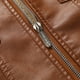 thumbnail image 5 of Chaqueta de cuero para hombre con solapa acolchada de terciopelo, informal, con cremallera lateral y bolsillo Pompotops  oipoqjl13807, 5 of 5