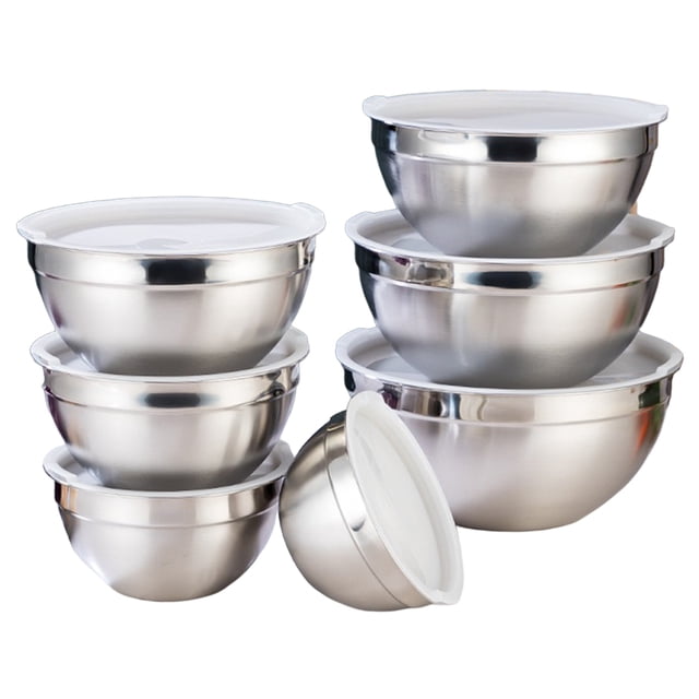 Tazones Para Mezclar Sunnimix Acero Inoxidable 7 Piezas Tapa Blanca