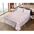 thumbnail image 4 of Ambesonne Floral Fitted & Flat Sheet with Shams 4 Pcs Set, Flower Petals Spring Pattern, Queen, Pink Blue Grey and Ivory, 4 of 5