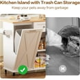 thumbnail image 3 of 48" Rolling Kitchen Island with Drop Leaf & Trash Can Storage, Kitchen Island Cart with Spice Rack & Towel Rack, Mobile Island Table for Kitchen, 3 of 8