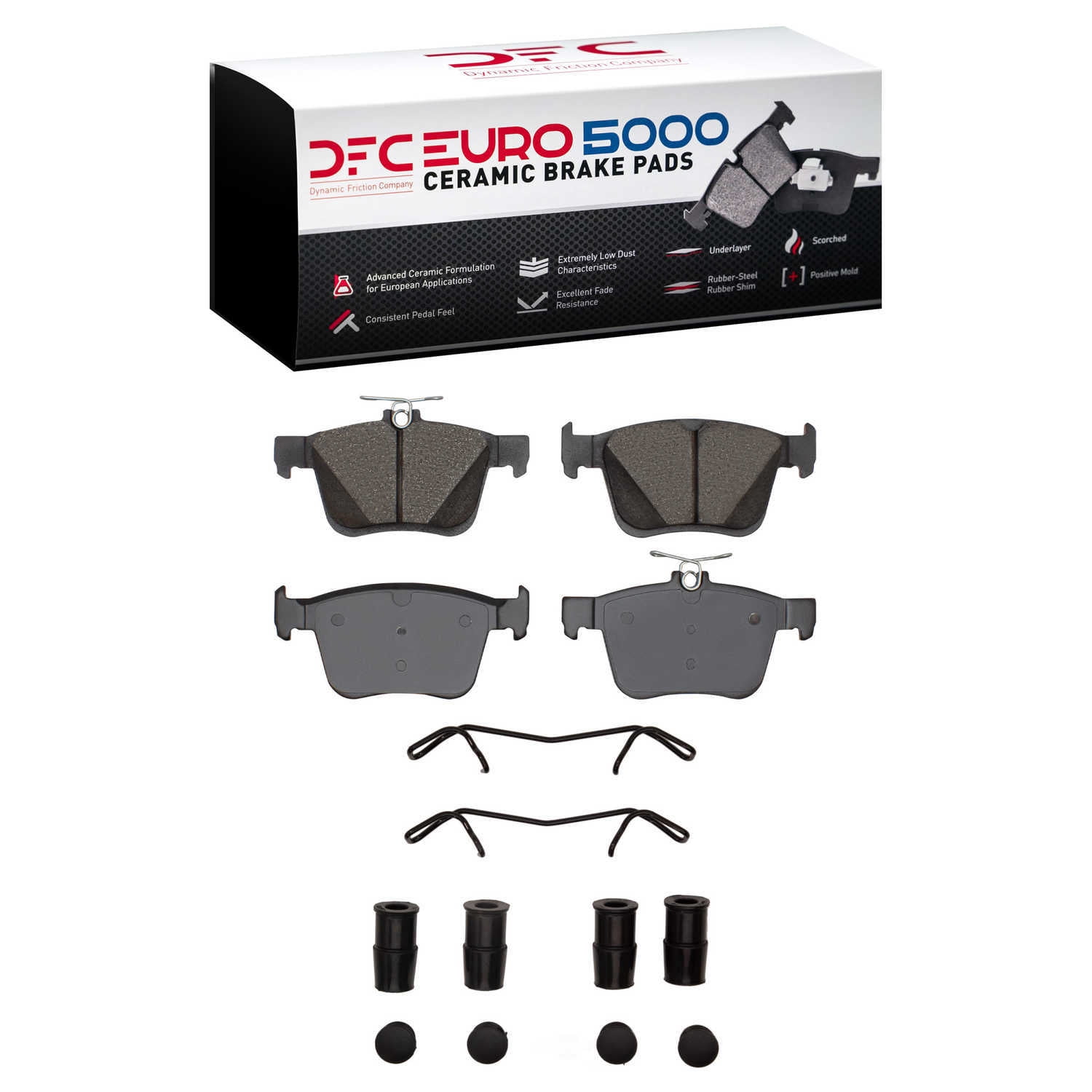 Dynamic Friction Company 1600-1761-02 DFC EURO 5000 Ceramic Brake Pads and Hardware Kit