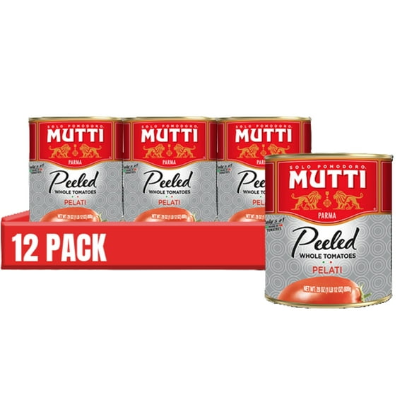 Mutti Whole Peeled Tomatoes (Pelati), 28 oz, 12 Pack, Italy’s #1 Brand of Tomatoes, No Additives or Preservatives