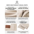thumbnail image 4 of Men's Heavyweight Cotton-Blend Casual Pants, 360GSM Winter Straight Cut Trousers with Embossed Detailing (29" Inseam), 4 of 12