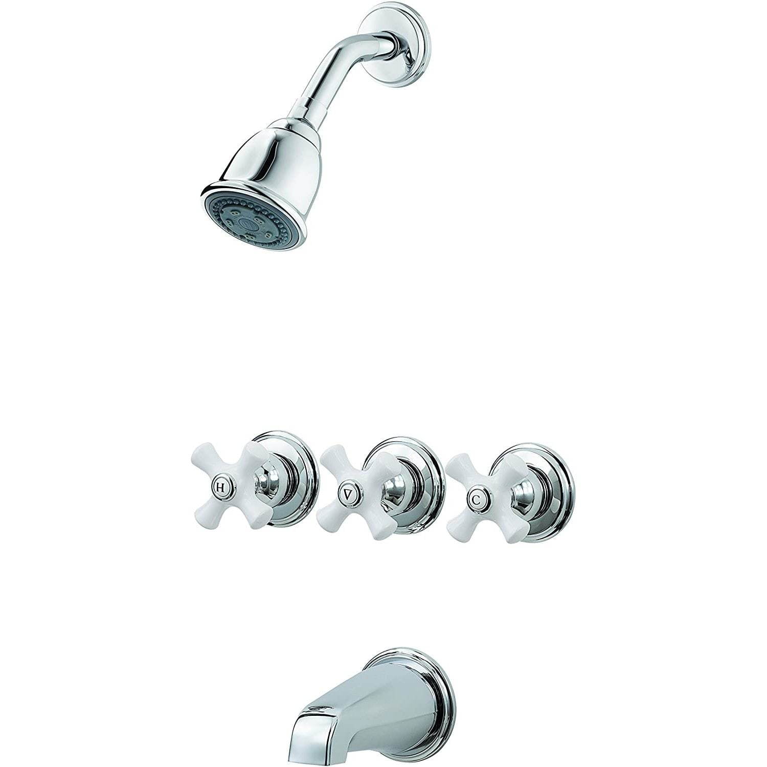 PFISTER Badewannen-/Dusch-Armatur Mit 2 Griffen – Poliertes Chrom, Inkl. Ventil, Für 4-Loch-Montage, Wassersparend
