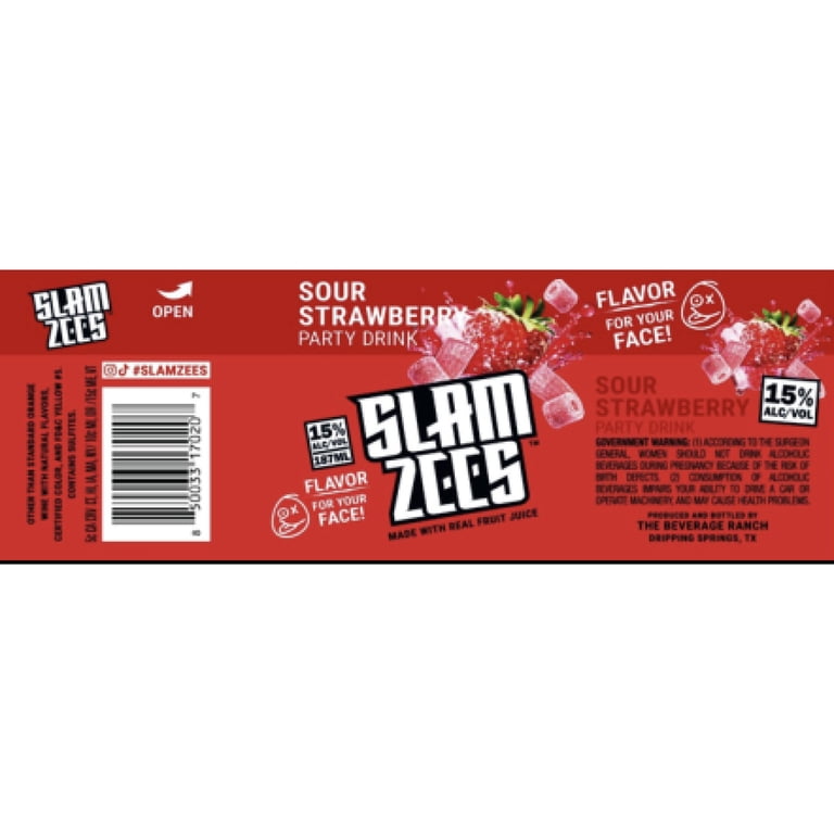 Slamzees Sour Strawberry Party Drink Texas Wine Based Cocktail
