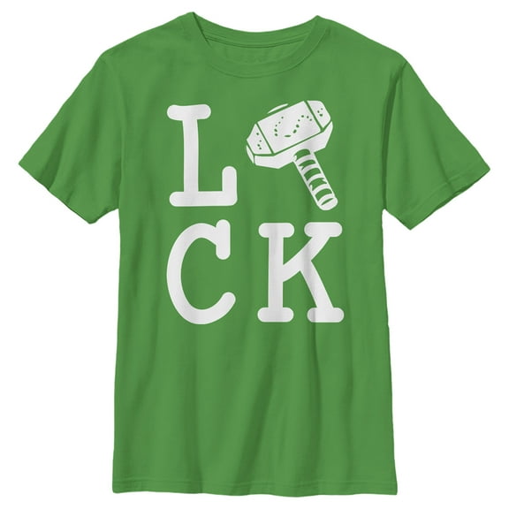 Boy's Marvel St. Patrick's Day Thor's Hammer Is Lucky Graphic Tee Kelly Green Large