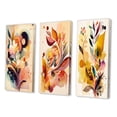 thumbnail image 3 of Designart "Watercolor Blooms Autumn Flowers II" Abstract Botanicals Wall Art Set Of 3 - Modern Brown Gallery Set For Office Decor, 3 of 6