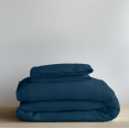 thumbnail image 2 of Peacock Dark Blue Washed Linen Duvet Cover Set - Single, Twin, Twin XL,, 2 of 7