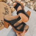 thumbnail image 4 of Slides for Women Comfy Orthopedic Heeled Sandals Peep Toe Hook and Loop Slip on Backless Heels Platform Lug Sole Pumps Shoes Black Size 6.5, 4 of 6