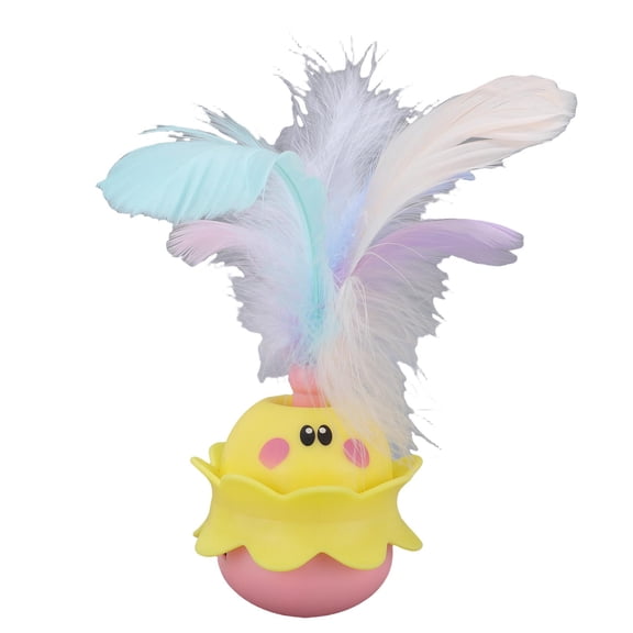 Interactive Automatic Electric Rotating Cat Toy with LED Lights Feather Teaser for Indoor Cats
