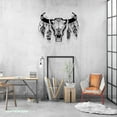 thumbnail image 2 of Craftnamesign Cow Skull Sunflower Metal Wall Art LED Light, Floral Boho Buffalo Longhorn Sign, 2 of 5