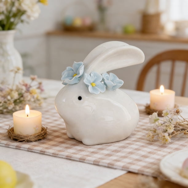 Decoraciones de Pascua, Adornos de Pascua, Regalos de Pascua Decoraciones de Pascua - Adornos pequeños de cerámica - Accesorios - Artículos de decoración para el salón de té del hogar un conejito