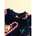 thumbnail image 4 of Qiylii Baby Girls Boys Christmas Velvet Romper Infant Santa Print Round Neck Long Sleeve Flannel Jumpsuits Autumn Winter Bodysuits,3-24M, 4 of 9
