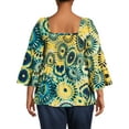 thumbnail image 3 of Terra & Sky Women's Plus Size Bell Sleeve Smock Top, 3 of 5