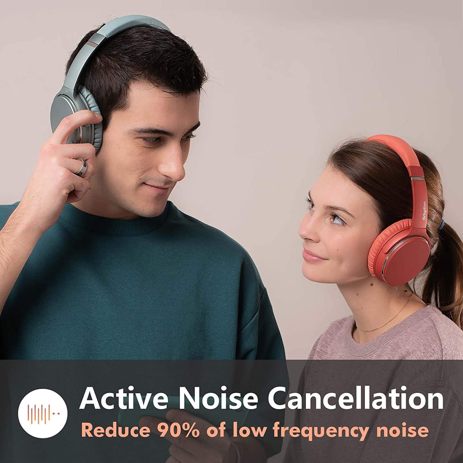 Srhythm NiceComfort 25 Adaptive Hybrid Noise Cancelling Headphones Wireless,with Spatial Audio,ENC,Low Latency Game Mode