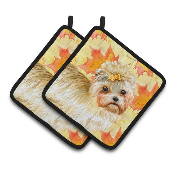 Caroline's Treasures Morkie Fall Pair of Pot Holders