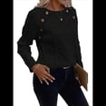 thumbnail image 2 of Suéteres de Invierno para Mujer, Suéter de Punto Moderno con Detalle de Botones y Mangas Raglán, Suéter de Moda. Negro M, 2 of 10