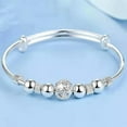 thumbnail image 3 of K-KED 925 Sterling Silver Round Ball Charms Cuff Bangle Bracelet Wedding Engagement-default, 3 of 4