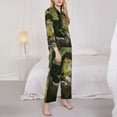 thumbnail image 3 of Honeii Deep Forest Stone Green Dragon print Women's Pajama Sets Long Sleeve Button Down Sleepwear Nightwear Soft Pjs Lounge Sets-X-Large, 3 of 7