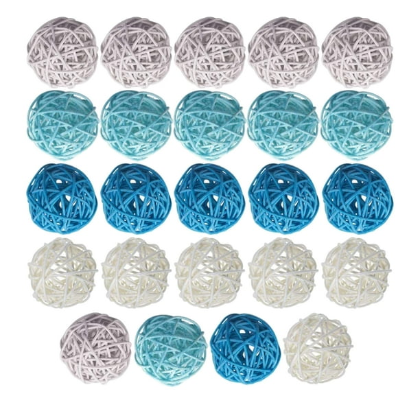 Bolas de Mimbre de Ratán 24/15 Piezas Azul Gris Blanco Sunnimix