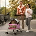 thumbnail image 2 of YRLLENSDAN,Dog Stroller for Medium Dogs 30 Lbs,Cat Strollers for 1 Cat,Pet Stroller for Small Dogs,with Bottle Holder And Sponge Pad,Foldable,Yellow Pink, 2 of 7
