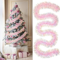 2PCS Pink Tinsel Garland Pink Glittering Decoration Metallic Garland for Valentine Birthday Wedding Party Easter Halloween Holiday Festivities Indoor Outdoor Home Christmas Decor Supplies 13ft