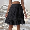 thumbnail image 2 of Womens Cute Lace Skirts Elastic High Waist Ruffled Hem Knee Length Skorts Summer Dressy Casual Built In Shorts Skirt, 2 of 5