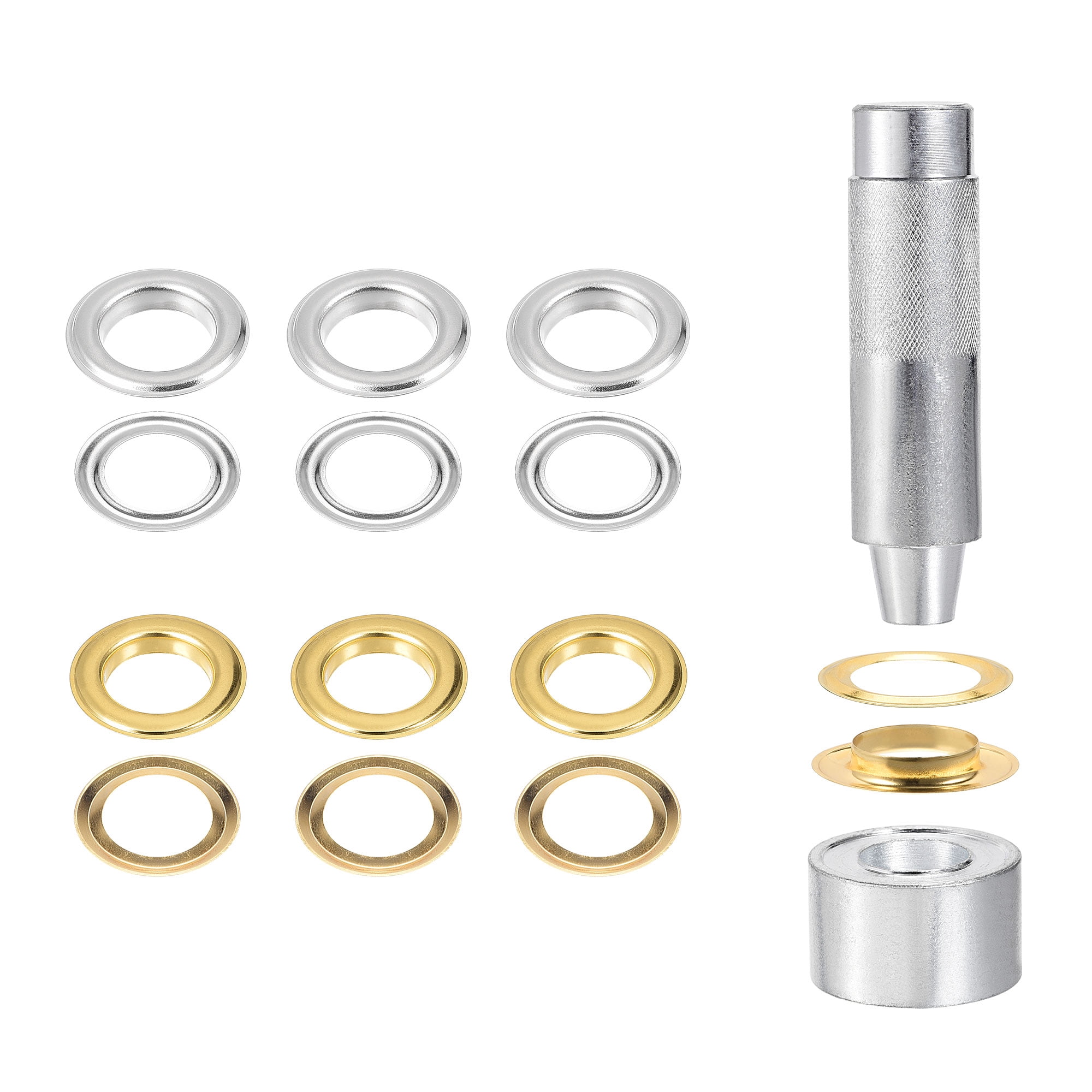 Uxcell 2 Colors 12mm Inside Dia. 3/4" Grommet Tool Kit 50 Sets Eyelets with 3 Install Tools