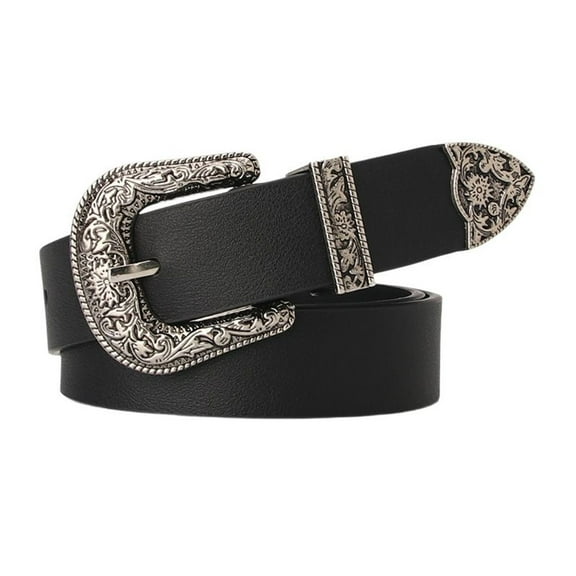 SWSMCLT Women's Medieval Adjustable Belts Metal Medium Summer Fall Spring Buckle Belt Faux Leather D Ring Work Black Small-Large