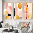 thumbnail image 1 of Designart "Retro Geometry Pink Gold Full Moon Bloom III" Modern Geometric Framed Wall Art Set Of 3 - Pink Abstract Frame Canvas Set For Living Room Decor, 1 of 6