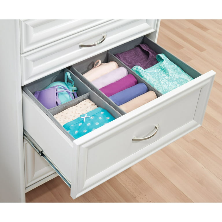 mDesign Soft Fabric Dresser Drawer/Closet Divided Storage Organizer Bins  for Bedroom - Holds Lingerie, Bras, Socks, Leggings, Clothes, Purses