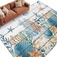 thumbnail image 2 of Marine Life Washable Living Room Rugs 5'x8', Vintage Shell Starfish Coral Eucalyptus Leaves Wood Grain Low Pile Throw Large Area Rug Non-Slip Sturdy Edge Binding Carpet for Living Room Kitchen Office, 2 of 9