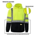 thumbnail image 5 of Men's ANSI Class 3 High Visibility Sweatshirt, Hooded Pullover, Black Bottom - Lime / 4-XL, 5 of 7