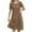 Coffee, variant on Linen Dresses for Women 2026 Round Neck Short Sleeve Midi Dress Solid Color Summer Casual Dresses A Line Pleated Dress Beach Vacation Outfits