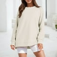thumbnail image 6 of Rovga Women Sweatshirts Long Sleeve Long Fit Tops O-Neck Soft Pullovers Side Zip Shirts Stylish Clothing, 6 of 9