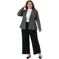 thumbnail image 3 of DARING DIVA Women's Plus Casual Plaid Notched Lapel Button Jacket Gray 1X, 3 of 6