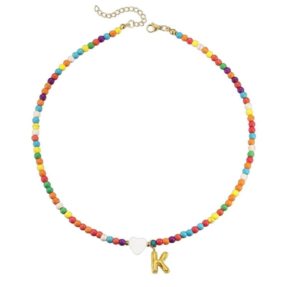 Necklaces with Bubble Style Initial Letter, Beaded Choker Necklace, Small Gifts for Women Pendant Necklace