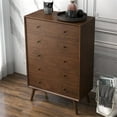 thumbnail image 6 of Allora Mid-Century Modern 5-Drawer Solid Wood Dresser in Brown, 6 of 6