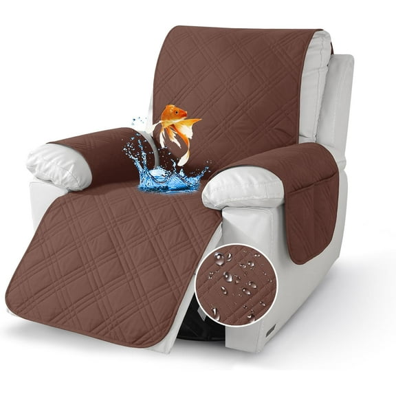 Wehilion 100% Waterproof Recliner Sofa Cover, Non Slip Recliner Covers for Recliner Chair with Pocket, Washable Reclining Chair Cover Furniture Protector for Kids, Pets Dog Cat (Coffee)