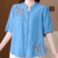 thumbnail image 5 of V Cuello Blusas para las Mujeres, de Moda Retro Bordado Cuello Redondo Cinco Cuartos de Manga para el Uso Casual, 5 of 5
